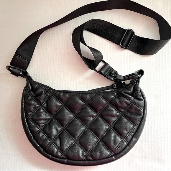 Steve Madden Quilted Faux Leather Crossbody Convertible Bag Adjustable Strap - Picture 1 of 8